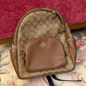 Coach Tan and Brown Monogram Backpack